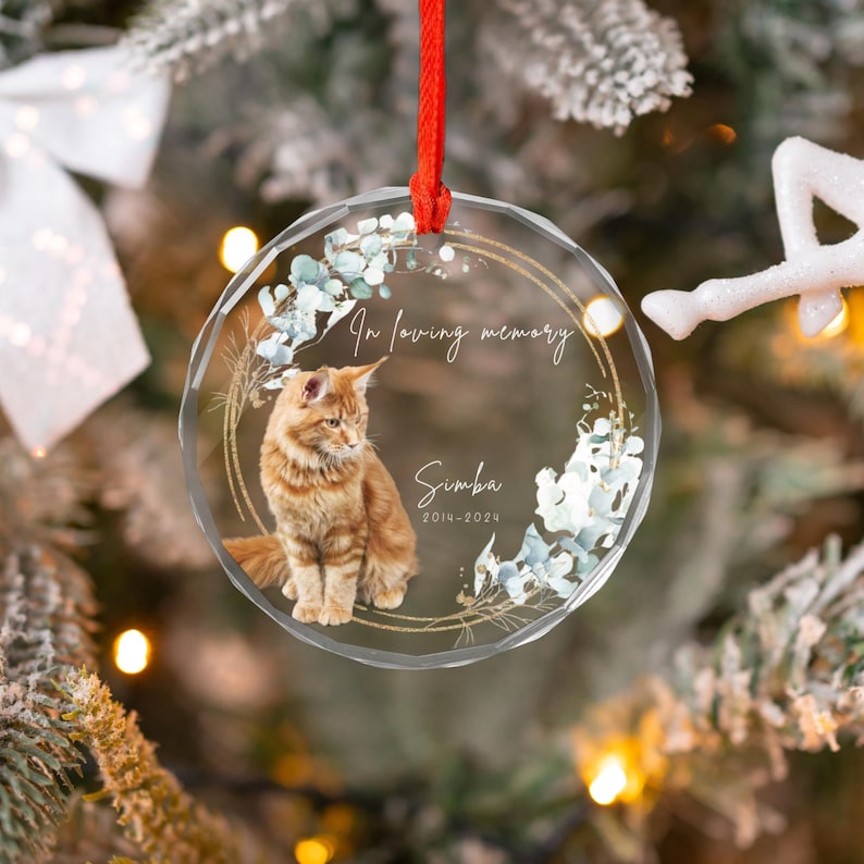 Custom Cat Memorial Ornament Gift, Cat Remembrance Gift, CatLoss Bereavement Gifts, Cat Photo Memory Ornament, Sympathy Gift, Pet Keepsake