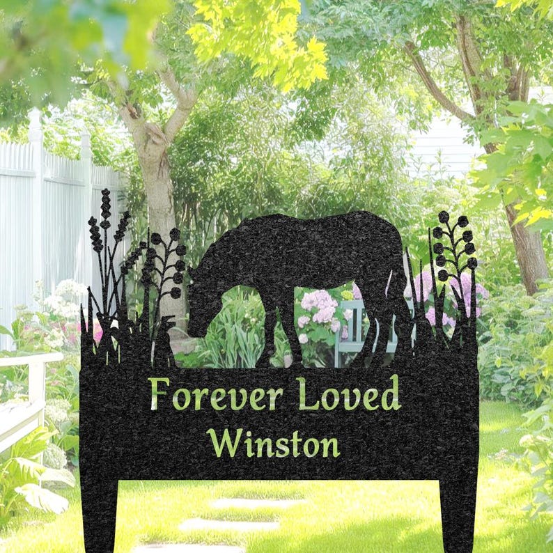 Custom Horse Memorial Grave Marker, Pet Plaque Burial Stake, Personalized Engraved Horse Name Keepsake, Garden Sign, Pet Loss Gift