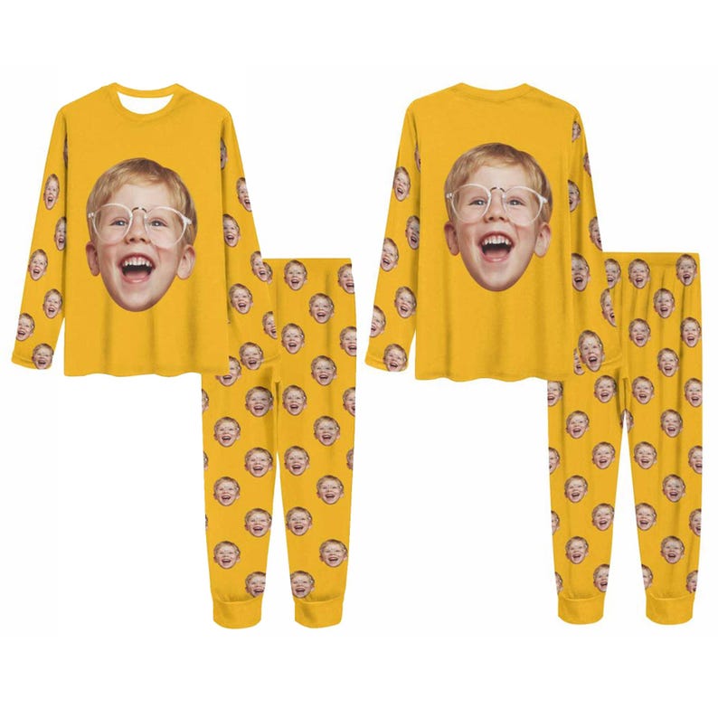 Custom Family Christmas Pajamas: Personalized Photo PJs Set,Dog/Baby/His Faces on Pajama