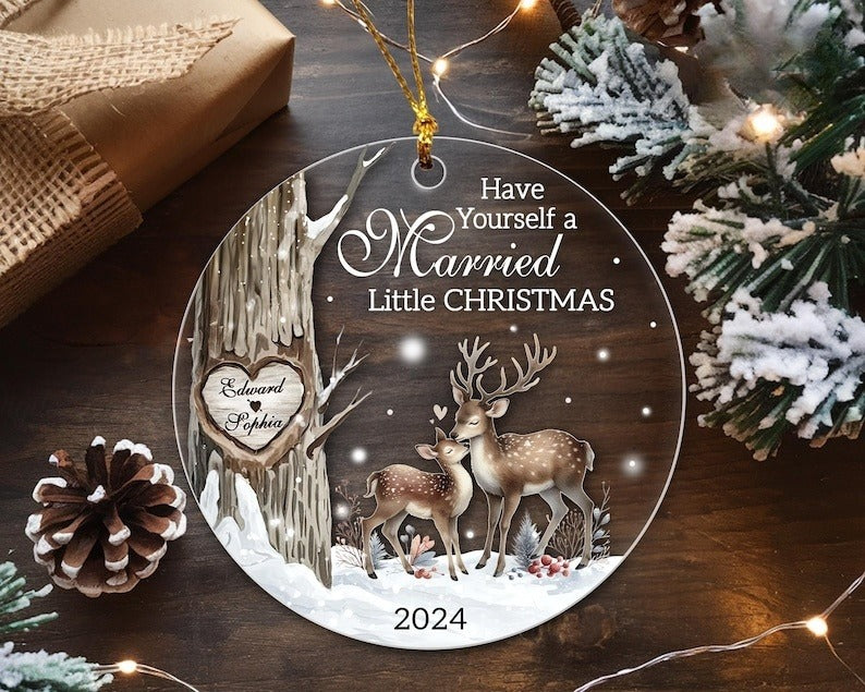 Personalized First Christmas Married Ornament 2024, Have Yourself Married Little Christmas, Wedding Ornament, Newlywed Keepsake