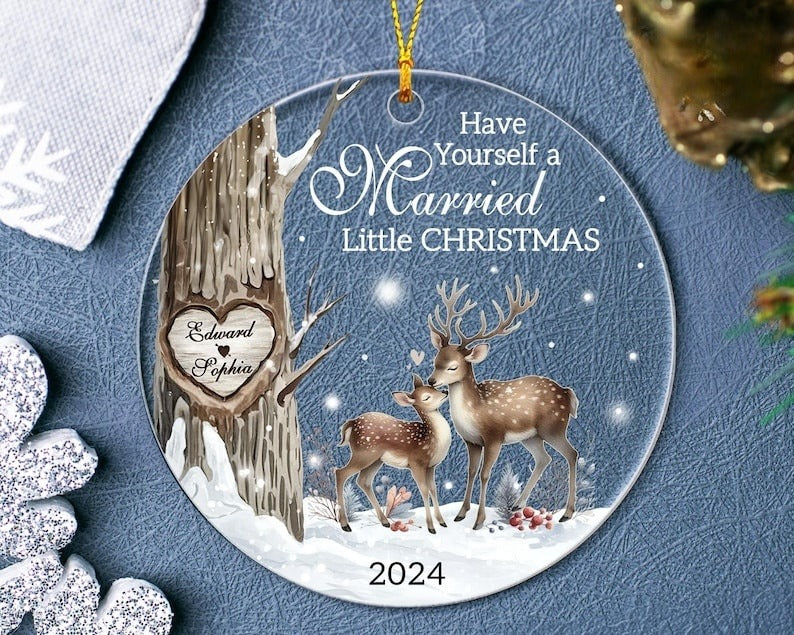 Personalized First Christmas Married Ornament 2024, Have Yourself Married Little Christmas, Wedding Ornament, Newlywed Keepsake
