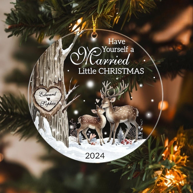 Personalized First Christmas Married Ornament 2024, Have Yourself Married Little Christmas, Wedding Ornament, Newlywed Keepsake