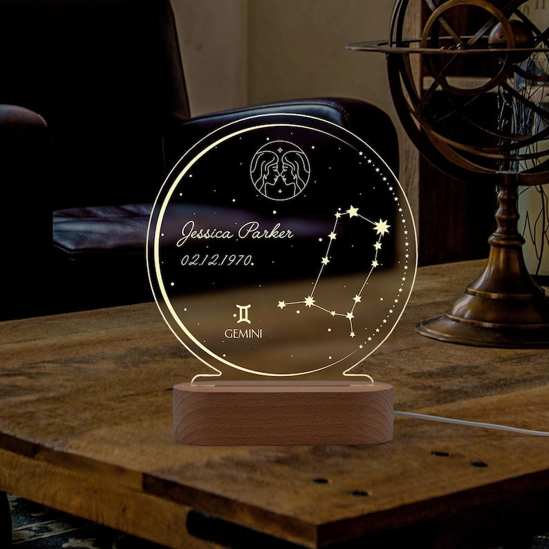 Personalized Zodiac Night Light: Custom Astrology Gift