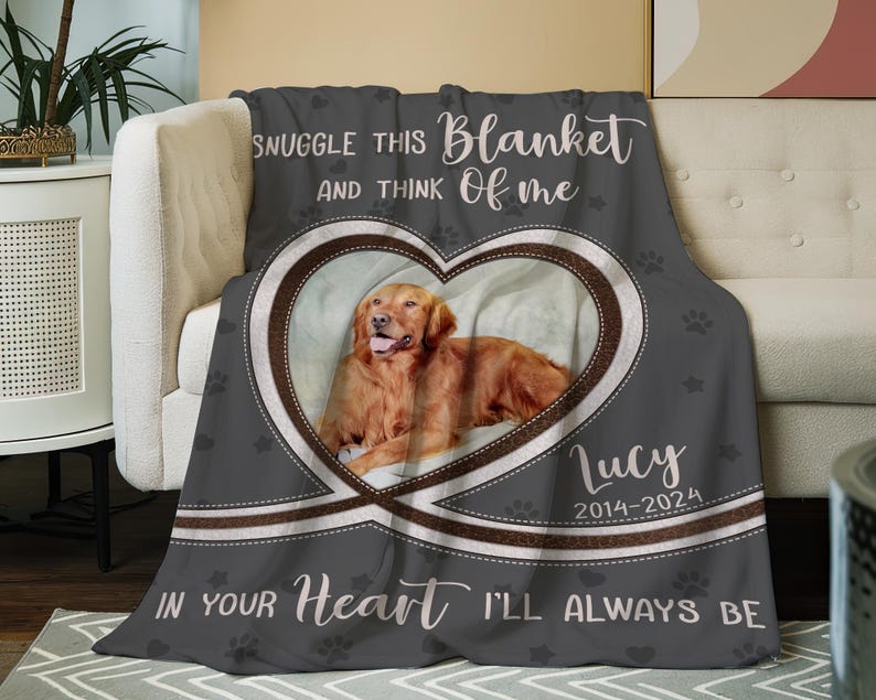 Personalized Dog Memorial Photo Blanket, Pet Blanket with Pictures, Pet Photo Memorial Blanket, Dog Memorial Blanket, Pet Loss Photo Blanket