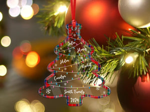 Family Christmas Ornament, Christmas Tree Ornament with Family Names, Christmas Tree Name Ornament 2024, Personalized Family Name Ornament