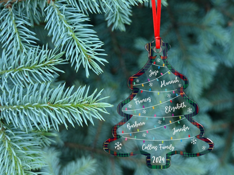 Family Christmas Ornament, Christmas Tree Ornament with Family Names, Christmas Tree Name Ornament 2024, Personalized Family Name Ornament