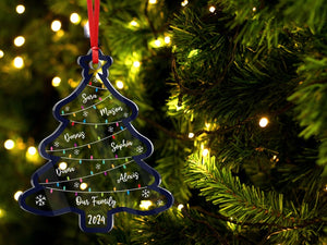 Family Christmas Ornament, Christmas Tree Ornament with Family Names, Christmas Tree Name Ornament 2024, Personalized Family Name Ornament