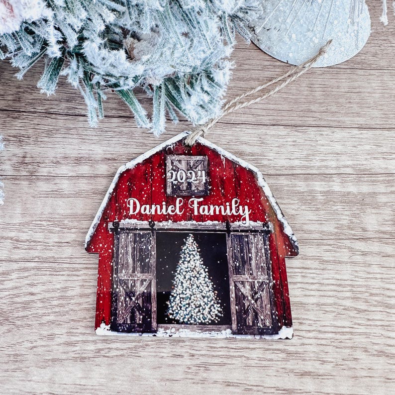 2024 Red Barn Christmas Ornament, Rustic Christmas Ornaments, 2024 Ornament, 2024 Farmhouse Ornament, Personalized Christmas Ornaments