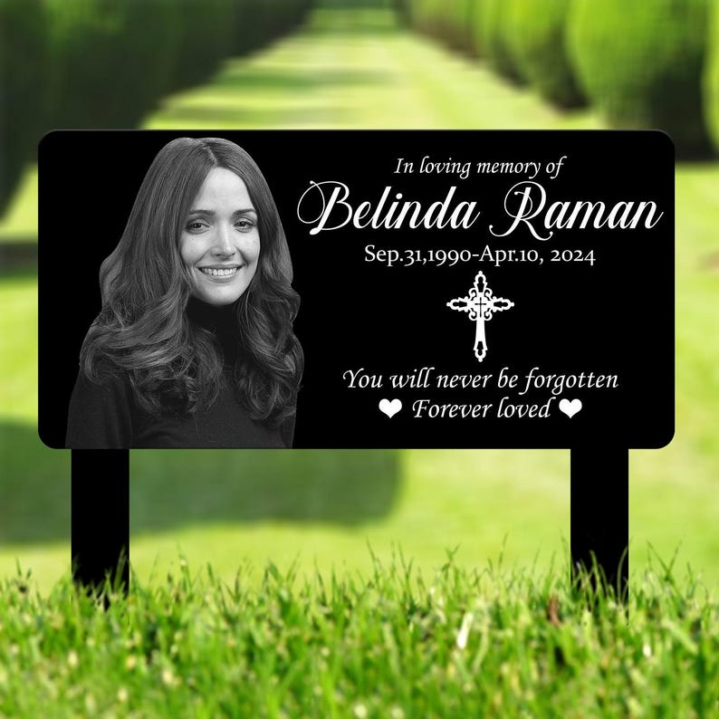 Custom Photo Grave Marker, Temporary Grave Marker With Photo, Outdoor Memorial Plaque, Sympathy Plaque, Remembrance Plaque