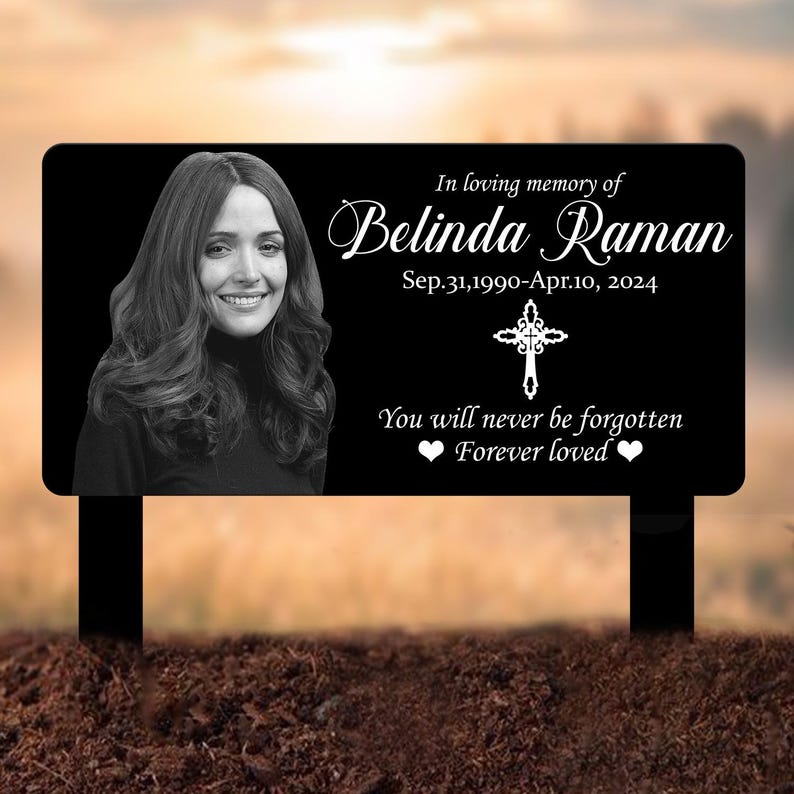 Custom Photo Grave Marker, Temporary Grave Marker With Photo, Outdoor Memorial Plaque, Sympathy Plaque, Remembrance Plaque