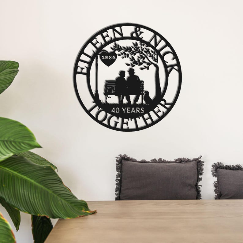 Custom 40th Anniversary Gift for Parents, 40 Years/ Any Year Anniversary Sign, Ruby Anniversary Gift Wedding Anniversary Metal Wall Art