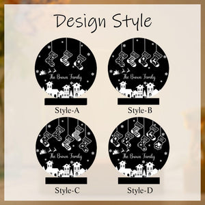 Family of 4 Christmas Night Light,Custom Family Stocking Night Light With Names and Year,New Family Christmas Gift 2024,Family Lamp Light