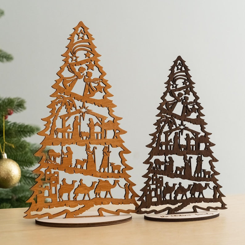 Personalized Xmas Nativity Tree, Christian Gift, Family Christmas, Nativity Display, Xmas Decorations, Tree Ornaments, Christmas Story