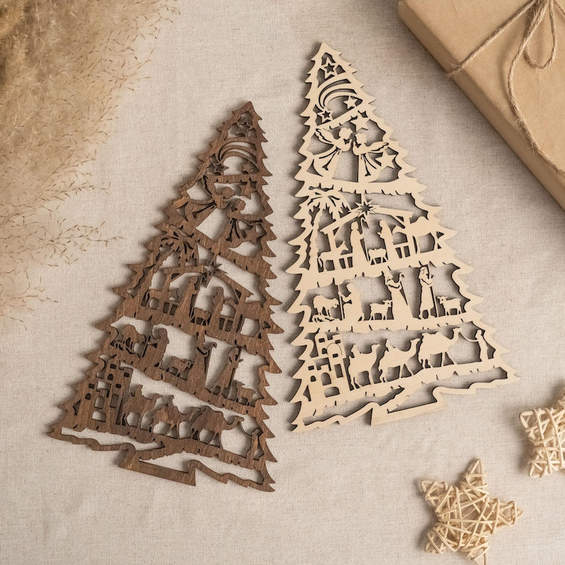 Personalized Xmas Nativity Tree, Christian Gift, Family Christmas, Nativity Display, Xmas Decorations, Tree Ornaments, Christmas Story