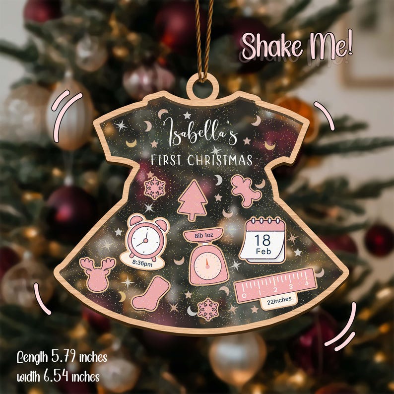 Baby's First Christmas Ornament, Baby 1st Christmas Ornament, Personalized Baby Keepsake, 4D Shake Ornament, Custom New Baby Gift