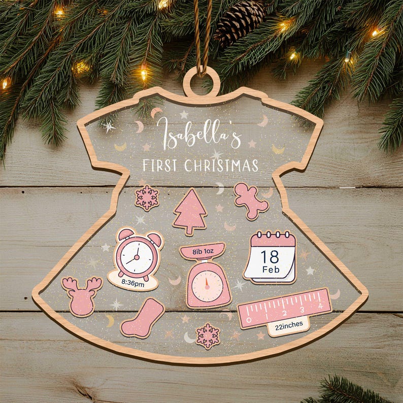 Baby's First Christmas Ornament, Baby 1st Christmas Ornament, Personalized Baby Keepsake, 4D Shake Ornament, Custom New Baby Gift