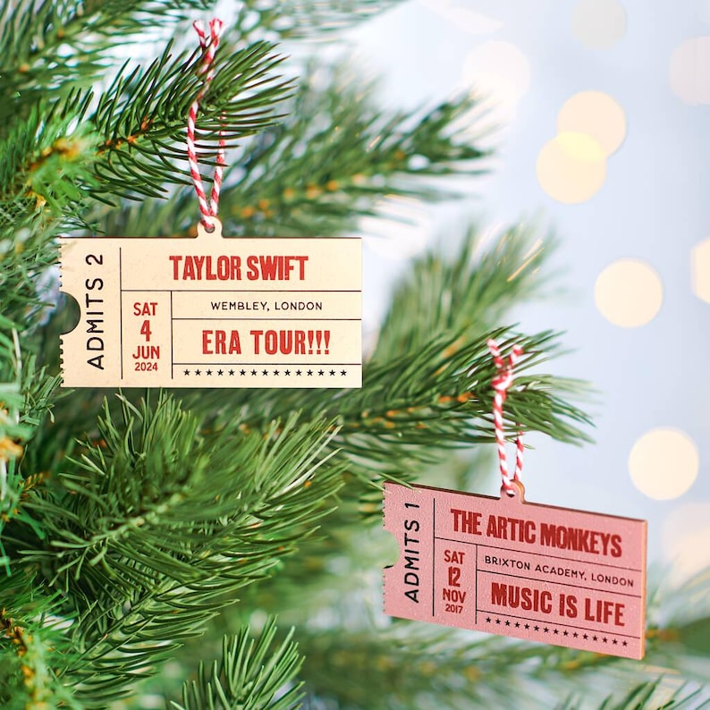Personalised Favourite Concert Ticket Decoration - Custom Music Keepsake, Gig Memory Ornament, Perfect Gift for Music Lovers