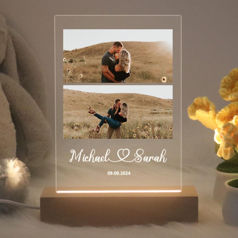 Personalized Photo Night Light, Photo Collage LED Light, Custom Photo Lamp, Anniversary Gift for couple, Birthday Gift For Firends Couple