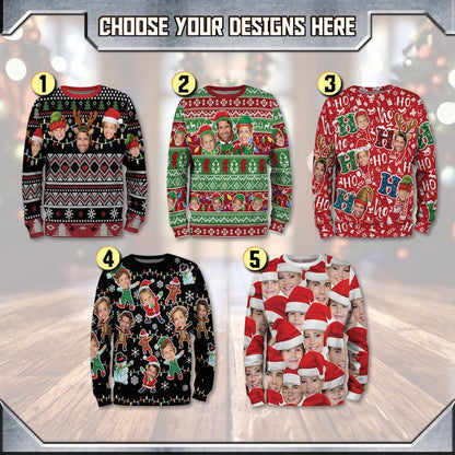 Custom Face Christmas Sweatshirt For Men Women, Custom Ugly Christmas Sweatshirt, Personalized Christmas Shirt, Funny Custom Face Sweatshirt
