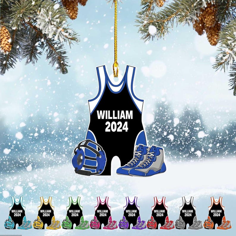 Custom Wrestling Ornament, Personalized Wrestling Ornament, 2024 Ornament, Sports Ornament, Singlet Ornament, Boys Wrestling Ornament