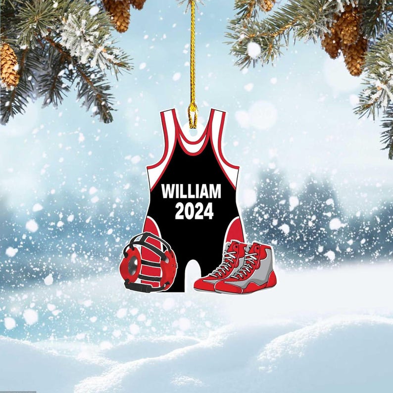 Custom Wrestling Ornament, Personalized Wrestling Ornament, 2024 Ornament, Sports Ornament, Singlet Ornament, Boys Wrestling Ornament