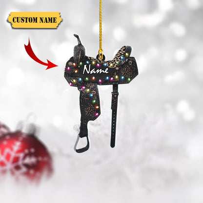Custom Horse Saddle Acrylic Shape Ornament 2D, Personalized Saddle Christmas Ornament 2024, Horse Tree Decor, Gift for Cowboy