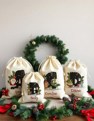 Personalised Santa Sack Christmas Sack Personalised Christmas Toy Sack Name & Initial Christmas Gift Bag Xmas