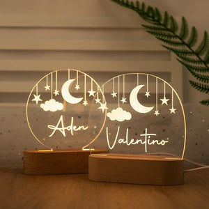 Custom Moon and Star Nightlight,Personalized Clouds Night Light with Name,Nursery Lamp,Baby Bedroom Night Light,Birthday Gifts for Baby