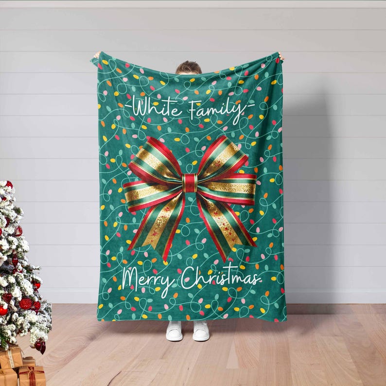 Family Christmas Blanket,Christmas Coquette Blanket,Family Name Gift,Kids Mom Christmas Gift,Christmas Decor,Bedding Decor,Holiday Matching