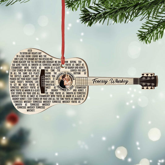 Custom Song Photo Ornament, Guitar Ornament, Custom Music Ornament, Music Ornament, Couple Song Ornament, Scannable Music Code Ornament