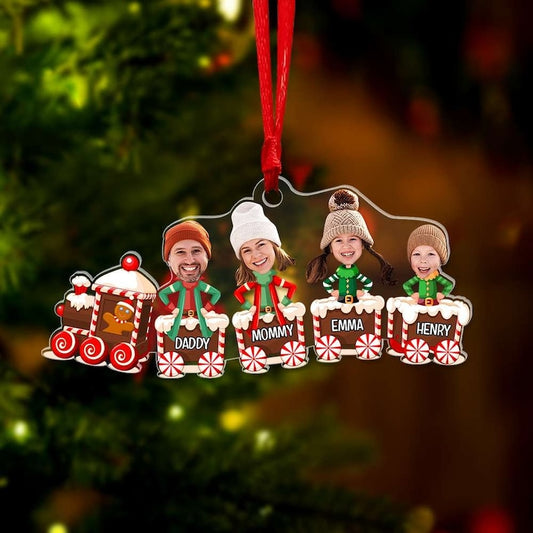 Custom Photo Funny Face Family Ornament, Family Faces Acrylic Ornament, Family Keepsake Ornament, Christmas Tree Ornament, Family Ornament