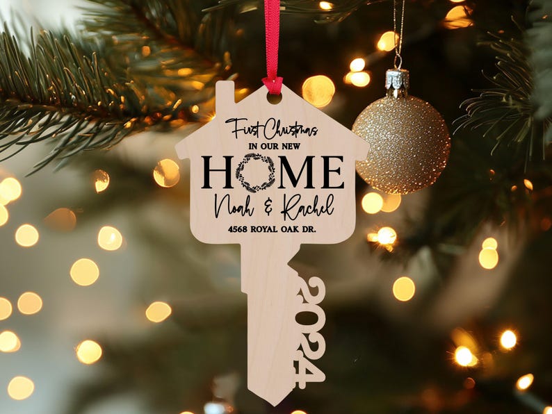 First Christmas New Home Christmas Ornament, New Home Ornament, Custom Christmas Ornament, Home Address Ornament, Christmas Key Ornament