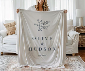 Personalized Couples Name Blanket, Custom Newlywed Gift, Personalized Wedding Blanket, Wife Anniversary Gift, Wedding Date
