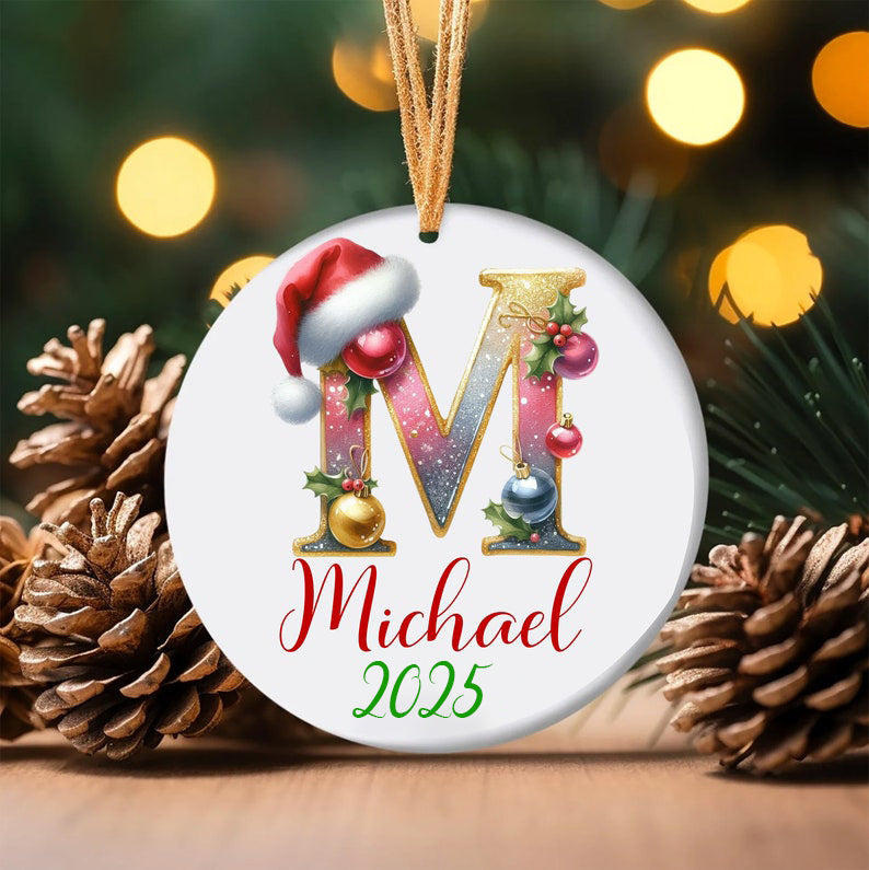 Personalized Letter name ornament, Monogram ornament 2025 Family Ornament, Custom initial ornament, Christmas gift, Family ornament Keepsake