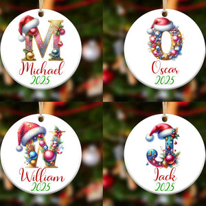 Personalized Letter name ornament, Monogram ornament 2025 Family Ornament, Custom initial ornament, Christmas gift, Family ornament Keepsake