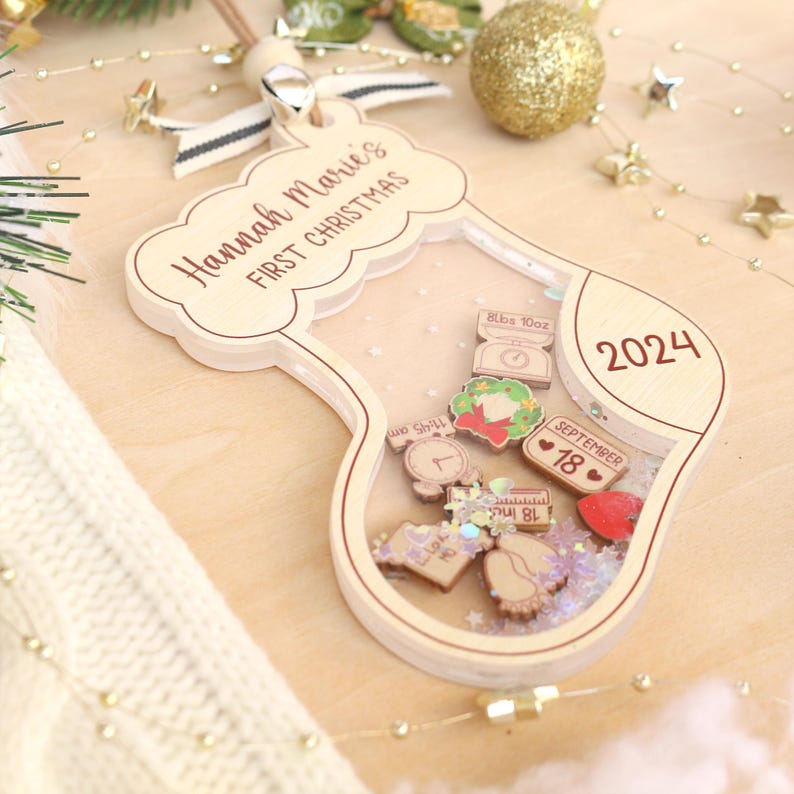 Personalized Baby's First Christmas Ornament: Shakeable Acrylic Keepsake