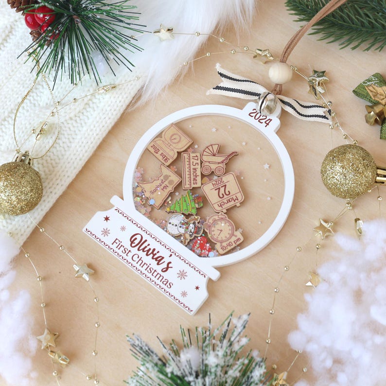 Personalized Baby's First Christmas Ornament 2025: 4D Shake Acrylic Keepsake