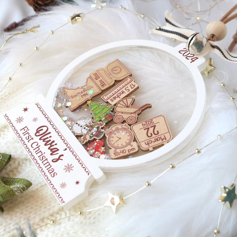 Personalized Baby's First Christmas Ornament 2025: 4D Shake Acrylic Keepsake