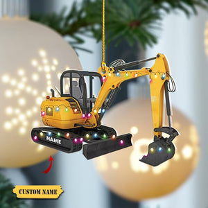 Custom Excavator Christmas Ornament 2D, Excavator Christmas tree hanging decoration, Gifts For Christmas