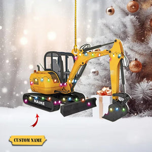 Custom Excavator Christmas Ornament 2D, Excavator Christmas tree hanging decoration, Gifts For Christmas