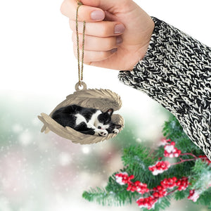 Sleep Cat In Peace Custom Cat Breed Personalized Tuxedo Cat Sleeping Angel Ornament, Tuxedo Cat Angel Wings Ornament, Tuxedo Cat Car Ornament, Cat Christmas Gift