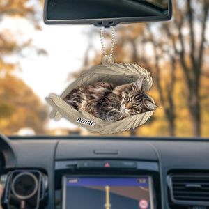 Personalized Maine Coon Cat Sleeping Angel Ornament, Maine Coon Cat Angel Wings Ornament, Maine Coon Cat Car Ornament Christma