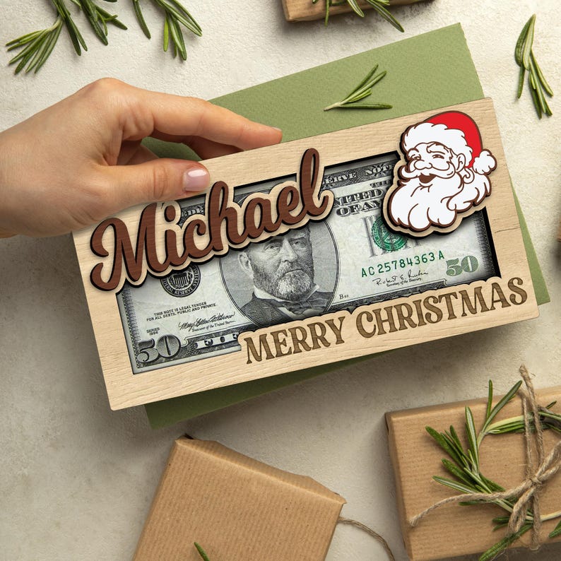 Personalized Cute Money Holder Christmas, Reindeer Money Holder, Santa Money Holder, Xmas Gift for Family, Money Card Gift