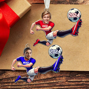 Personalized Soccer Ornament, Customized Photo Ornament, Custom Face Soccer Lovers Keepsake Gift Ornament, Christmas Gift For Soccer Player