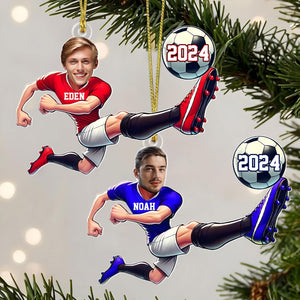 Personalized Soccer Ornament, Customized Photo Ornament, Custom Face Soccer Lovers Keepsake Gift Ornament, Christmas Gift For Soccer Player