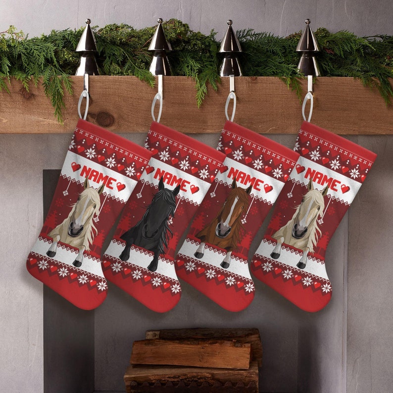 Personalized Horse Christmas Stockings, Horse Christmas Stocking, Custom Farmhouse Stocking, Gift for Horses, Horse Lovers Gift, Cowboy Gift