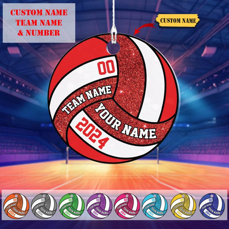 Personalized Volleyball Ornament 2D ,volleyball player gifts , Christmas Gift for Sport Lover , Custom name , team name and number