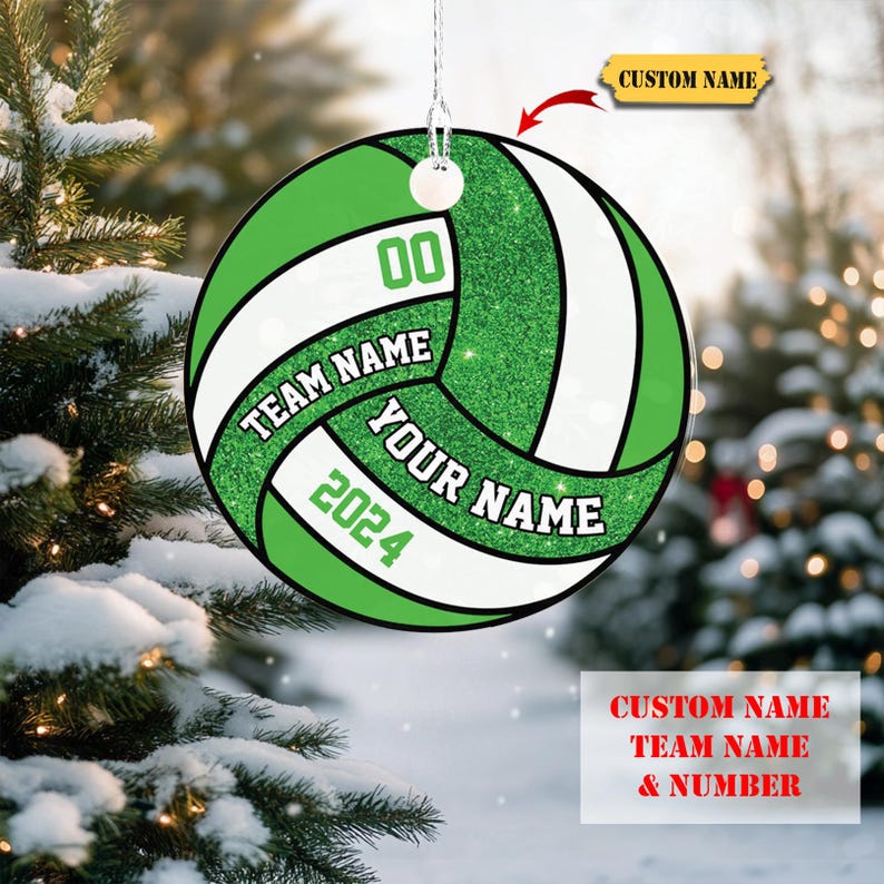 Personalized Volleyball Ornament 2D ,volleyball player gifts , Christmas Gift for Sport Lover , Custom name , team name and number