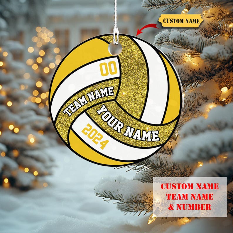 Personalized Volleyball Ornament 2D ,volleyball player gifts , Christmas Gift for Sport Lover , Custom name , team name and number