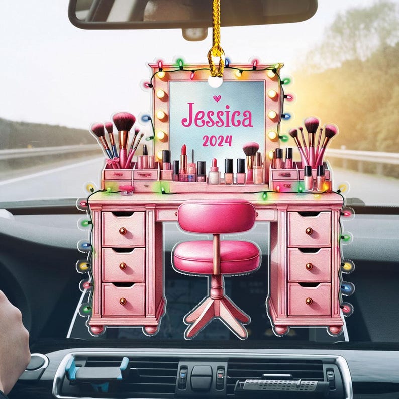 Personalized Set Makeup 2d Flat Ornament, Makeup Artist Christmas Ornament Gift, Make Up Ornament For Girls, Christmas 2024 Makeup Gift